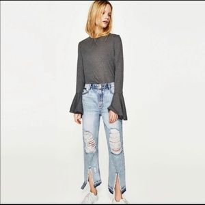 Zara Knit Bell Sleeve Top Sz Small